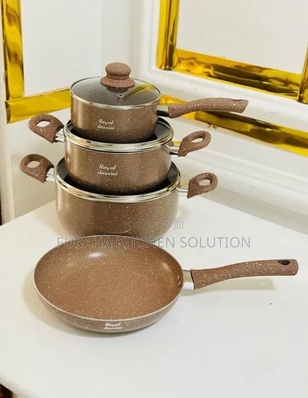 Seti ya Sufuria Royalty Dessin Non-Stick (3 Sufuria + Frypan) - 1
