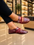 Women's White Leather Flats Shoes - 3