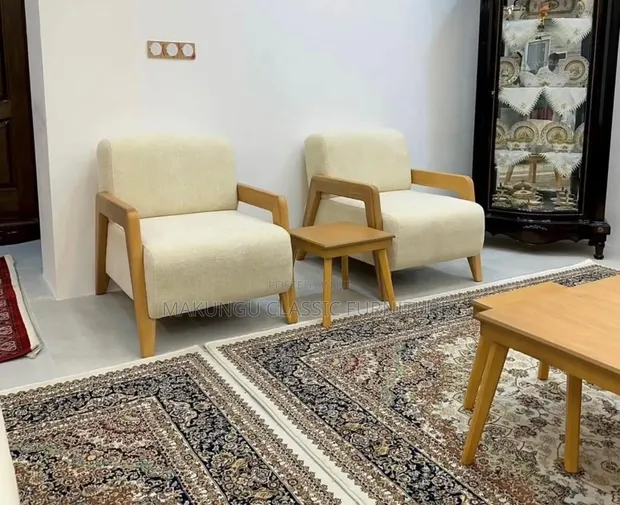 Simple and Classic Armchair Set with Coffee Table - 1
