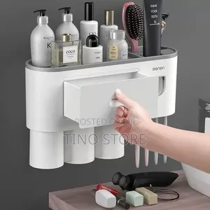Wall Mounted Toothbrush Holder & Organizer with Dispenser