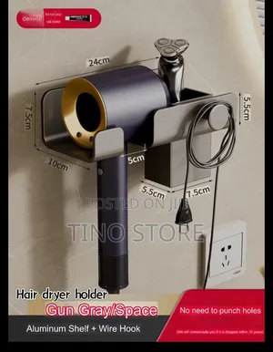 Wall Mounted Hair Dryer Holder & Organizer