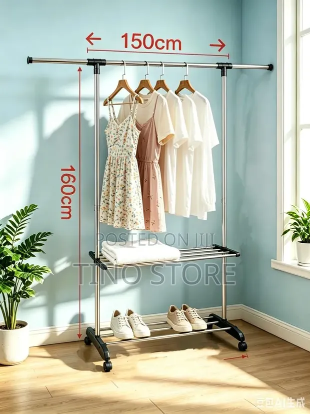 Extensible Garment Rack with Wheels - 1