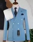 Blue Whait Men's Suit - 4