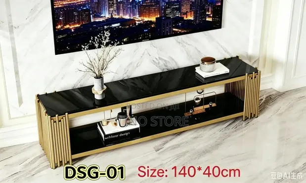 DSG-01 TV Stand - Gold & Black Marble - 1