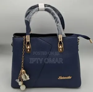 Navy Blue Handbag with Gold Accents