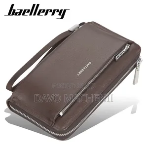 Stylish Men's Clutch Bag - Genuine Saffiano Leather