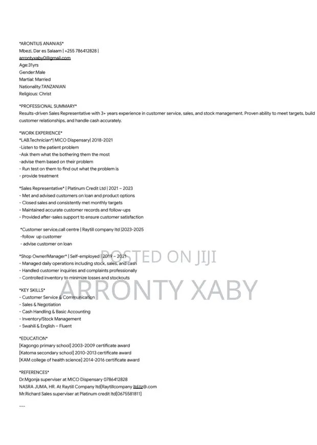 Sales Telemarketing CV - 1