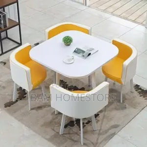 Modern Dining Set - Marble Design Table & 4 Chairs