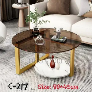 Double-Layer Round Coffee Table - Brushed Gold