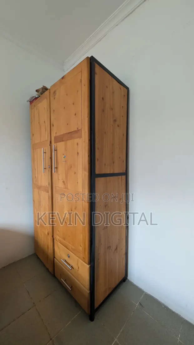Wardrobe - Two Doors, Metal & Wood - 1