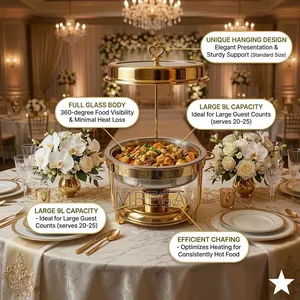 9L Hanging Dish With Glass - Gold