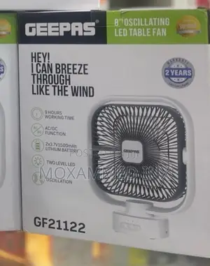 Geepas 8-Inch Table Fan with LED Light