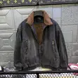 Jaketi la Denim la Zamani na Kola ya Faux-Shearling - 2