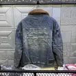 Jaketi la Denim la Zamani na Kola ya Faux-Shearling - 3