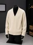 Cardigan za Pamba za Kamba V-Neck - 2