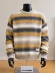 Aspesi Brand Round Neck Striped Knit Sweater - 2