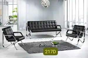 Office Sofa Set - Black, 5 Seater