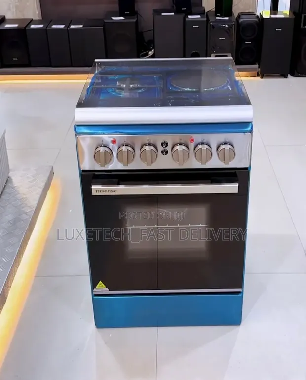 Jiko la Hisense 50x55cm: 3 Mabomba ya Gesi + 1 Plate ya Umeme na Oven ya Umeme - 1