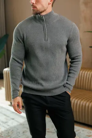 Belstaff Ribbed Half-Zip Long Sleeve Sweater