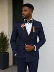 Suti ya Kiume Nyeusi Bluu Nyeusi - 2