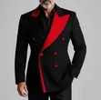 Black Suit Red Long Tuxedo - 1