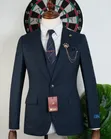 Dark Blue Heavy Fabric Men's Suits - 1