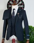 Dark Blue Heavy Fabric Men's Suits - 2