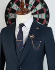Dark Blue Heavy Fabric Men's Suits - 3