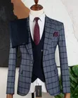 Men's Dark Blue and Grey Mix Suit - 3
