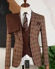 Men's Brown and Khaki Mix Suit - Brand Kali - 1