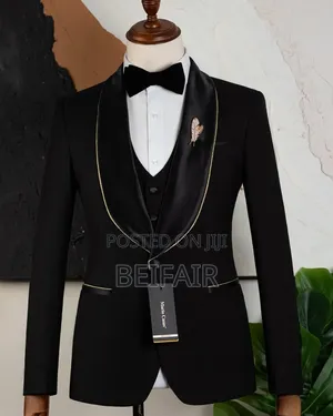 Black Suit with Golden Stripe - Men's