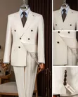 Off-White Double Breasted Striped Suit - 1