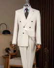 Off-White Double Breasted Striped Suit - 2