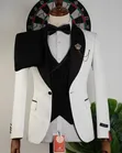 Suti ya Tuxedo Nyeusi na Nyeupe na Koti la Kiuno Nyeusi - 3