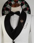 Suti ya Tuxedo Nyeusi na Nyeupe na Koti la Kiuno Nyeusi - 4