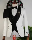 Suti ya Tuxedo Nyeusi na Nyeupe na Koti la Kiuno Nyeusi - 5