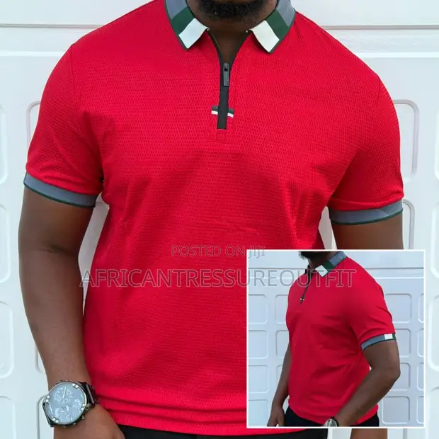 Avogan Men's Slim Fit Polo T-Shirts - Quarter Zip - 1