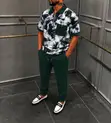 Set ya Smart Casual Nyeusi na Nyeupe: Shati la Zip na Suruali ya Jogger - 2