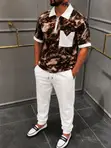 Set ya Smart Casual Nyeusi na Nyeupe: Shati la Zip na Suruali ya Jogger - 5