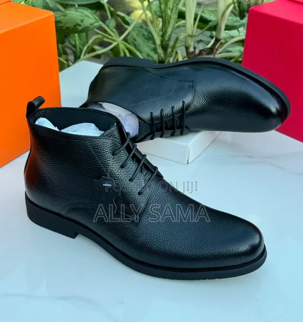 Men's Travolta Boots - Full Black Leather - 1