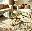 80cm Coffee Table with Glass Top and Marble Base - 3