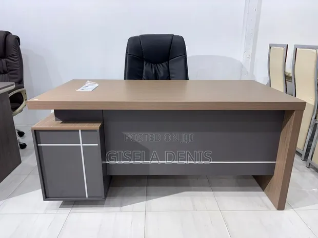 Modern L-Shaped Executive Desk with Locking Cabinet - 1