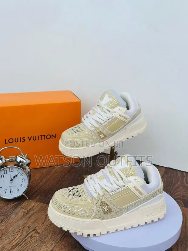 Louis Vuitton Men's Leather Sneakers with Crystals - 1