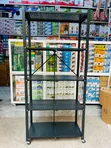 5-Tier Foldable Metal Storage Rack with Wheels - 1