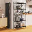 5-Tier Foldable Metal Storage Rack with Wheels - 3