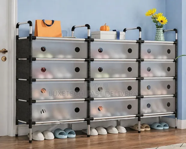 5-Tier Triple-Row Modular Shoe Rack - 1