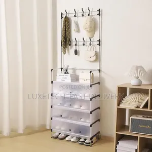 Multifunctional Coat and Shoe Rack Organizer with Hooks