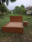 Solid Wood Bed Frame with 1 Bedside Table - Queen Size - 2