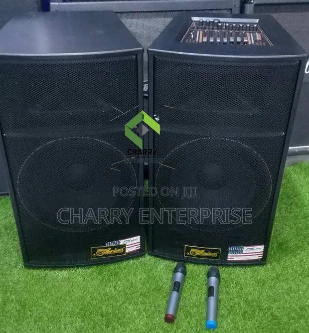 Soundsoft 15" Speakers with Built-in Mixer & 2 Mics - 1