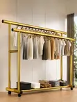 Luxury Gold Double-Rail Garment Rack with Wheels - 1